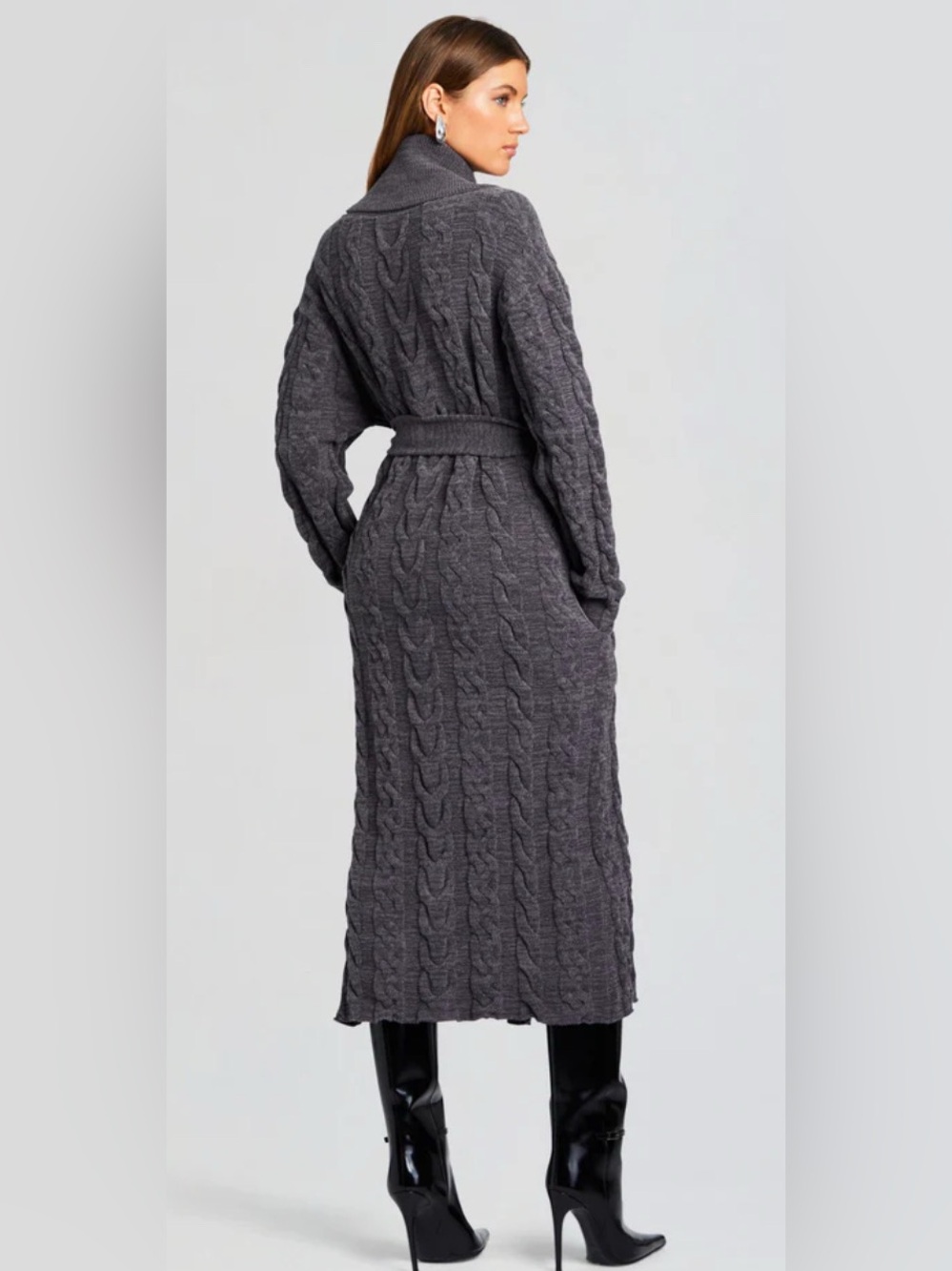 $390 SER.O.YA Nettie Duster coat robe in Pewter grey S